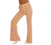 W WIDMANN MILANO Party Fashion - Pantalones Acampanados de Mujer de los años 70, Look Retro Colorido de Estilo Vintage, para Carnaval, Festival