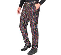 W WIDMANN MILANO Party Fashion - Pantalones de Lentejuelas Brillantes para Hombre, Disco Fever, Pantalones para Festivales, Disfraces de Carnaval