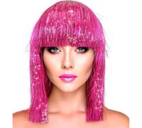 W WIDMANN MILANO Party Fashion - Peluca bob con flequillo, pelo brillante para mujer, accesorio de disfraz para carnaval y fiestas