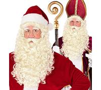 W WIDMANN MILANO Party Fashion 51641 - Peluca de Papá Noel/San Nicolás con barba, bigote y cejas, Santa Claus, Navidad, fiesta temática, carnaval
