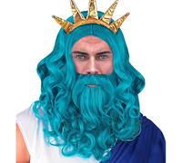 W WIDMANN MILANO Party Fashion - Peluca de Poseidón con barba | Con bigote y largos rizos, accesorio de disfraz para Carnaval, fiestas temáticas, teatro y disfraces de Neptuno