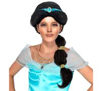 W WIDMANN MILANO Party Fashion - Peluca de princesa árabe, negra, pelo sintético, peluca de pelo largo, cuento de hadas