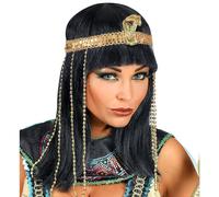 W WIDMANN MILANO Party Fashion - Peluca de reina egipcia | Peluca negra con diadema de perlas y serpiente para Carnaval y fiestas temáticas
