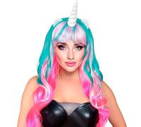 W WIDMANN MILANO Party Fashion - Peluca de unicornio para mujer, con cuerno y orejas, accesorio de disfraz para carnaval y cosplay