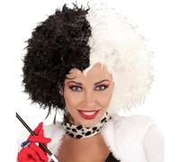 Widmann Peluca Demonia 93320 Malefizia blanca y negra para Halloween, carnaval y fiesta temática