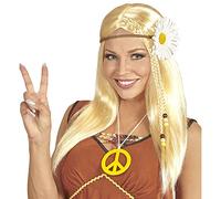 W WIDMANN MILANO Party Fashion - Peluca Hippie con diadema de flores, años 60, Flower Power, Carnaval