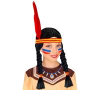 W WIDMANN MILANO Party Fashion - Peluca india, negra, peluca de pelo largo, pelo sintético, trenzas, lejano oeste