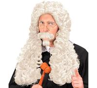 W WIDMANN MILANO Party Fashion - Peluca King Le Roi, bigote, perilla, pelo sintético, peluca pelo largo, pelo rizado