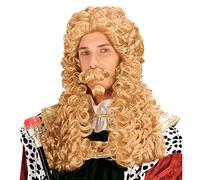 W WIDMANN MILANO Party Fashion - Peluca King Le Roi, bigote, perilla, pelo sintético, peluca pelo largo, pelo rizado