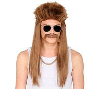 W WIDMANN MILANO Peluca Party Fashion 51638 Redneck - rubio oscuro con bigote, años 80