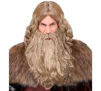 WIDMANN MILANO PARTY FASHION 06345 - Peluca vikinga con barba y bigote, pelo sintético, peluca de pelo largo, Galia
