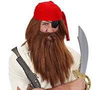 W WIDMANN MILANO Party Fashion, Peluca y barba pirata marrón, estilo auténtico, comodidad óptima, fácil de usar, versátil para varias temáticas, accesorios incluidos para un look completo