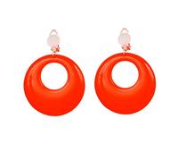 WIDMANN 05841 - Par De Pendientes para Mujer Adulta, Años 80, Discoteca, Neón, Carnaval, Fiestas Temáticas, Color Naranja Fluorescente