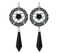 W WIDMANN MILANO Party Fashion - Pendientes de Satanás con pentagrama y cristal, accesorio de disfraz para Halloween y carnaval