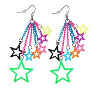 W WIDMANN MILANO Party Fashion - Pendientes para mujer, estrellas de colores de metal, accesorio de disfraz para carnaval y festivales