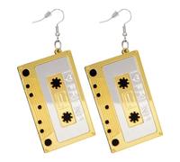 W WIDMANN MILANO Party Fashion - Pendientes retro cassette, 1 par, bisutería años 80s 90s, accesorio fiesta carnaval