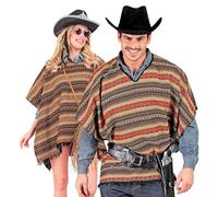 W WIDMANN MILANO Party Fashion - Poncho mexicano, 100 x 75 cm, reversible, de tirantes, vaquero, vaquera, carnaval