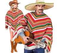 W WIDMANN MILANO Party Fashion - Poncho mexicano, accesorio de disfraz colorido para carnaval, festival y fiesta hippie