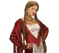 W WIDMANN MILANO Party Fashion - Q0877 - Peluca Dama renacentista, trenzas largas marrones, cabello sintético, peinado trenzado