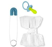 WIDMANN 82521 - Set Bebé con Pañal, Imperdible, Chupete, para Hombre Adulto, Baby Showers, Despedidas De Soltero, Carnaval, Color Azul