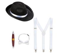 Widmann Conjunto de disfraces GANGSTER 68555 – Sombrero, tirantes, pajarita, puro