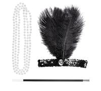 W WIDMANN MILANO Party Fashion - Set complementos años 20 3 piezas | Con diadema, collar de perlas y boquilla de cigarrillo, con estilo Charleston y flapper