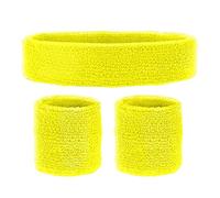 W WIDMANN MILANO Party Fashion - Set de 3 bandas para el sudor, con cinta para la frente y 2 muñequeras, accesorios deportivos, para chándal de los años 80