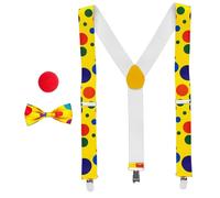 W WIDMANN MILANO Party Fashion - Set de accesorios de payaso | Con tirantes, pajarita y nariz roja para el carnaval y las fiestas temáticas