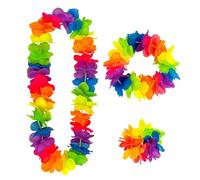 W WIDMANN MILANO Party Fashion - Set de joyas hawaianas de 3 piezas, collares de flores, accesorios para disfraces de carnaval y fiestas hula