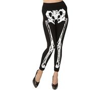 WIDMANN 01536 - Leggings Esqueleto para Mujer Adulta, Dia De Los Muertos, Gótico, Terror, Halloween, Carnaval, 75 Den, Talla L/XL, Color Blanco