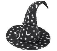 W WIDMANN MILANO Party Fashion - Sombrero de bruja, sombrero mágico para niños, con diseño de luna y estrellas, adecuado para carnaval, Halloween