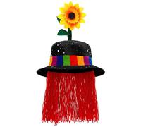 W WIDMANN MILANO Party Fashion - Sombrero de payaso con pelo y girasol, payaso de circo, cómico, bromista, sombrero de tela