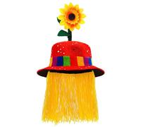 W WIDMANN MILANO Party Fashion - Sombrero de payaso con pelo y girasol, payaso de circo, cómico, bufón, sombrero de tela