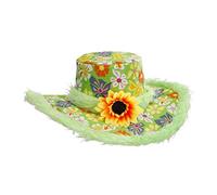 W WIDMANN MILANO Party Fashion - Sombrero Ibiza, con borde de felpa y girasol, sombrero de fiesta, hippie, accesorio de jardinero