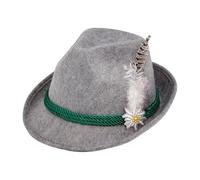 W WIDMANN MILANO Party Fashion - 68576 - Sombrero bávaro con pluma, gris, sombrero alpino, Baviera, fiesta de la cerveza, traje tradicional, sombrero, accesorio