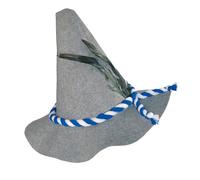 W WIDMANN MILANO Party Fashion - Sombrero tradicional de fieltro | Sombrero bávaro en gris con cinta azul y blanca y plumas negras, accesorio de disfraz para fiesta de la cerveza y Carnaval