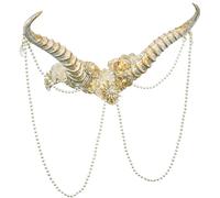 W WIDMANN MILANO Party Fashion - Tocado con cuernos, aplicaciones florales y perlas, accesorio para carnaval, cosplay