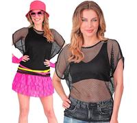 W WIDMANN MILANO Party Fashion - Top de rejilla para mujer, camiseta de rejilla de manga corta, camiseta para fiesta, carnaval