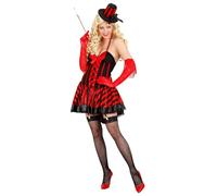 Widmann Burlesque Girl (Dress With Attached Garters, Mini Top Hat) (M) Red