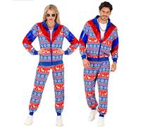 Widmann Blue-Red Merry Christmas Party Fashion Tracksuit (Jacket, Pants) (L) Blu