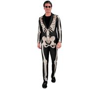 W WIDMANN MILANO Party Fashion - Traje de esqueleto de disfraces, chaqueta y pantalones, brilla bajo la luz UV, hombre de hueso, disfraz de Halloween