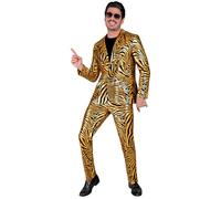 W WIDMANN MILANO Party Fashion - Traje de moda para fiestas de disfraces, estampado de cebra, chaqueta y pantalón, estampado de animales, disfraz de animal, Disco Fever, Showmen