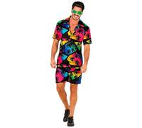 W WIDMANN MILANO Party Fashion - Traje hawaiano, camisa de manga corta y pantalones cortos, flores, aloha, fiesta en la playa, disfraz