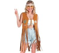 W WIDMANN MILANO Party Fashion - Traje hippie, chaleco con flecos mujer, marrón, traje de festiva