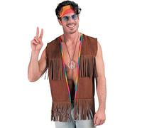 W WIDMANN MILANO Party Fashion - Traje hippie, chaleco con flecos para hombre, marrón, traje de festival