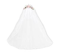 W WIDMANN MILANO Party Fashion 07063 - Tiara con velo de novia, con rosas y diamantes, tocado, diadema, despedida de soltera, accesorio, complemento de disfraz, fiesta temática de carnaval
