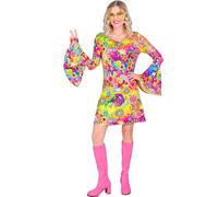 W WIDMANN MILANO Party Fashion - Vestido hippie para mujer, disfraz Flower Power de los años 60, traje retro para carnaval