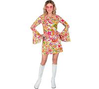 W WIDMANN MILANO Party Fashion - Vestido hippie para mujer, disfraz Flower Power de los años 60, traje retro para carnaval