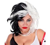 W WIDMANN MILANO Party Fashion - W6089 - Peluca de mujer malvada, negra, blanca, pelo sintético, lady perra