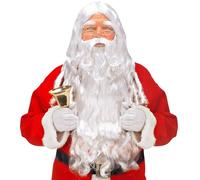 Widmann Peluca Papá Noel X1524 - Peluca rizada y barba con bigote y cejas - Blanco